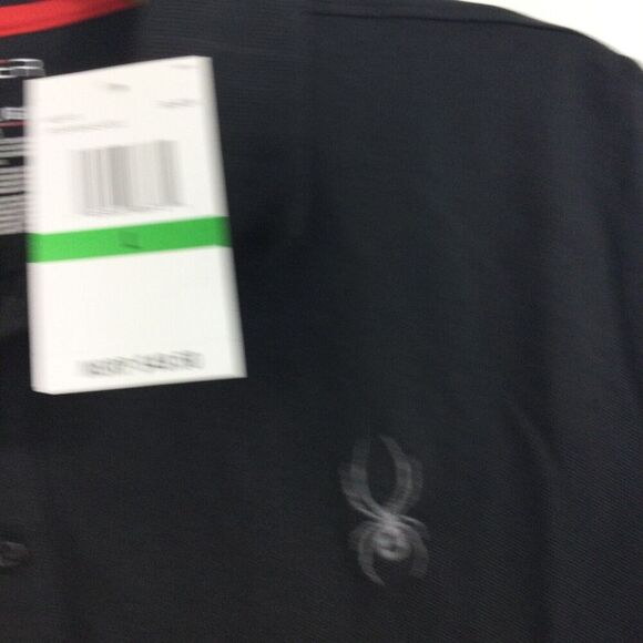Spyder Mens Short Sleeve 1/4 Button Collared Polo Shirt Black Size Large NWT - Picture 6 of 6